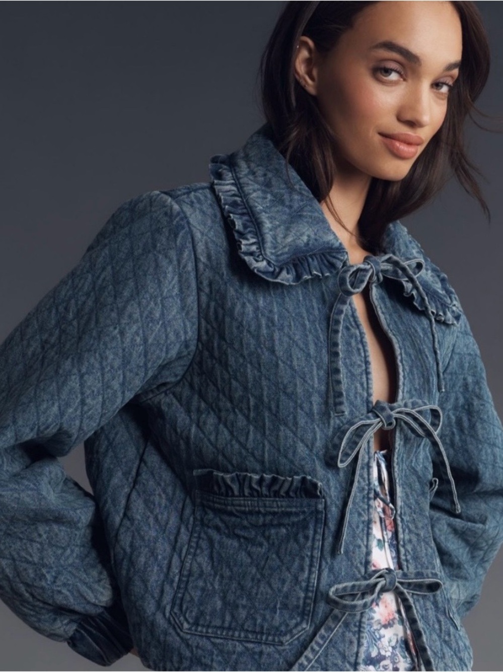 Anthropologie Avec les Filles Quilted Denim Jacket New - Picture 2 of 7